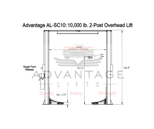 Advantage AL-SC10 | 10,000 LB 2 Post Lift - Image 9