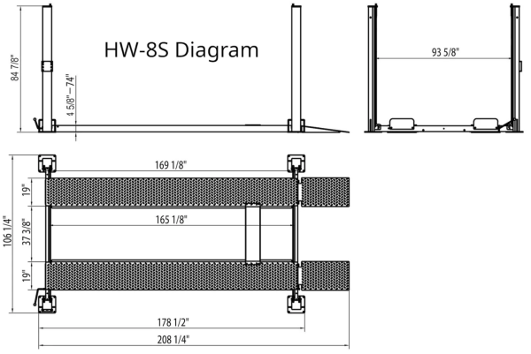 APlusLift 8000LB 4-Post Extra Long/Wide/Tall Storage Service Car Lift (HW-8SXLT) - Image 7