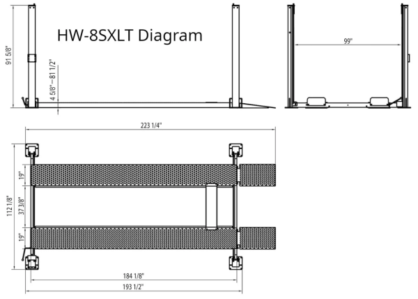 APlusLift 8000LB 4-Post Extra Long/Wide/Tall Storage Service Car Lift (HW-8SXLT) - Image 6