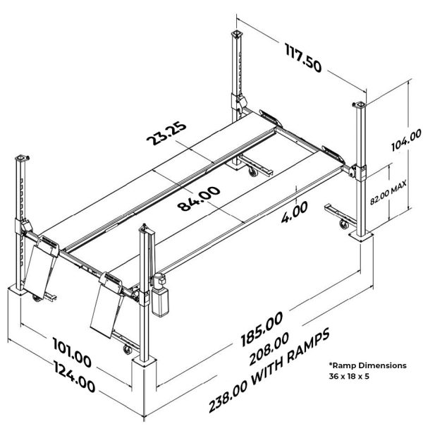 Wide Buddy (B-4P8WB) | 8,000 LBS. 4 Post Lift - Image 4